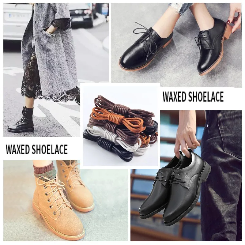 Popular Round Waxed Shoe Laces 2.5mm wide Cotton Shoelace Waterproof Thin Dress Shoe Strings Hiking Boots Waxed Shoelaces