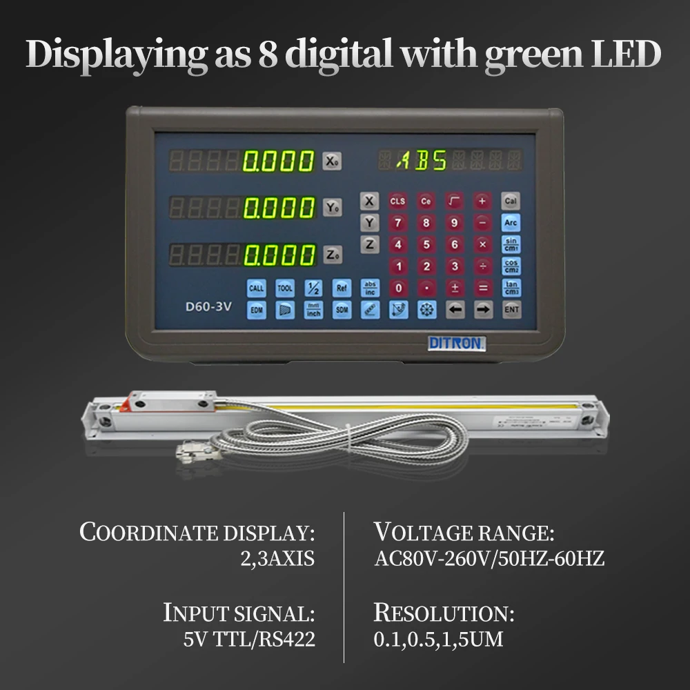 DRO Lathe Machine Ditron 2 or 3 Axis Digital Readout System with High Accuracy Linear Scale