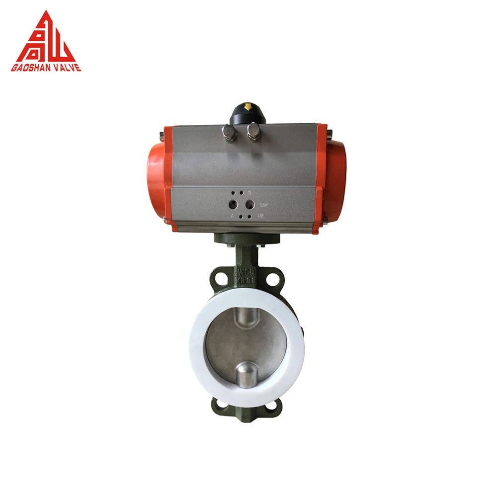Pneumatic Actuator PTFE Lined Wafer Butterfly Valve With YT1000 YT1200 Positioner 4-20Ma