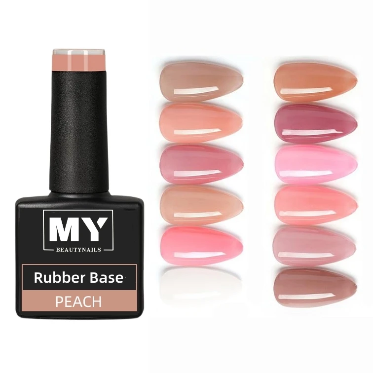 MyBeautyNails Hema Free Rubber Base Gel For Nails Building Extension Strengthen Fiber Rubber Base Gel Rubber Base Pink Gel