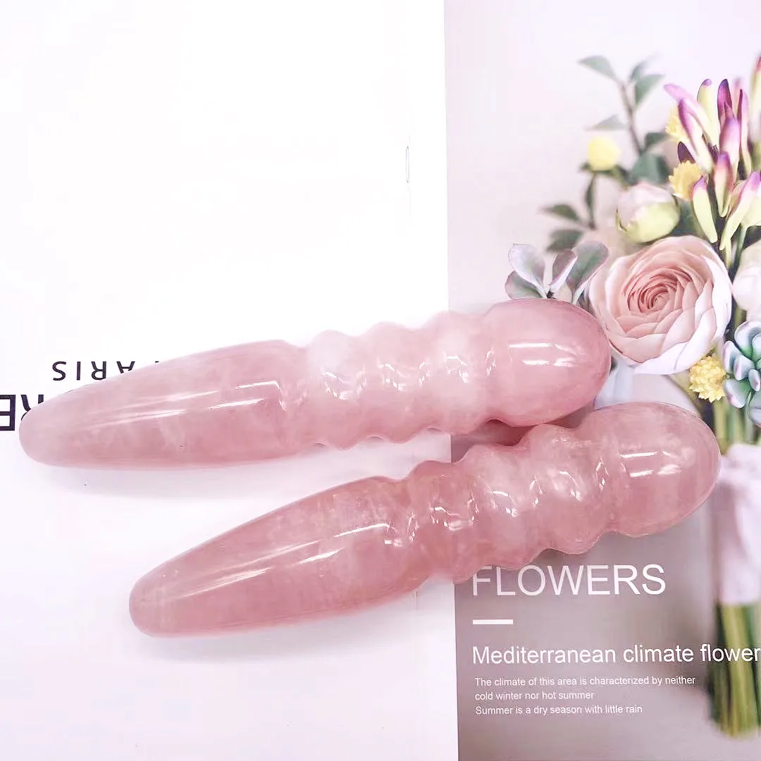 Natural Stones Kegel Exercise Crystal Massage Wand Beauty Bar Rose Quartz Yoni Wand for Gift