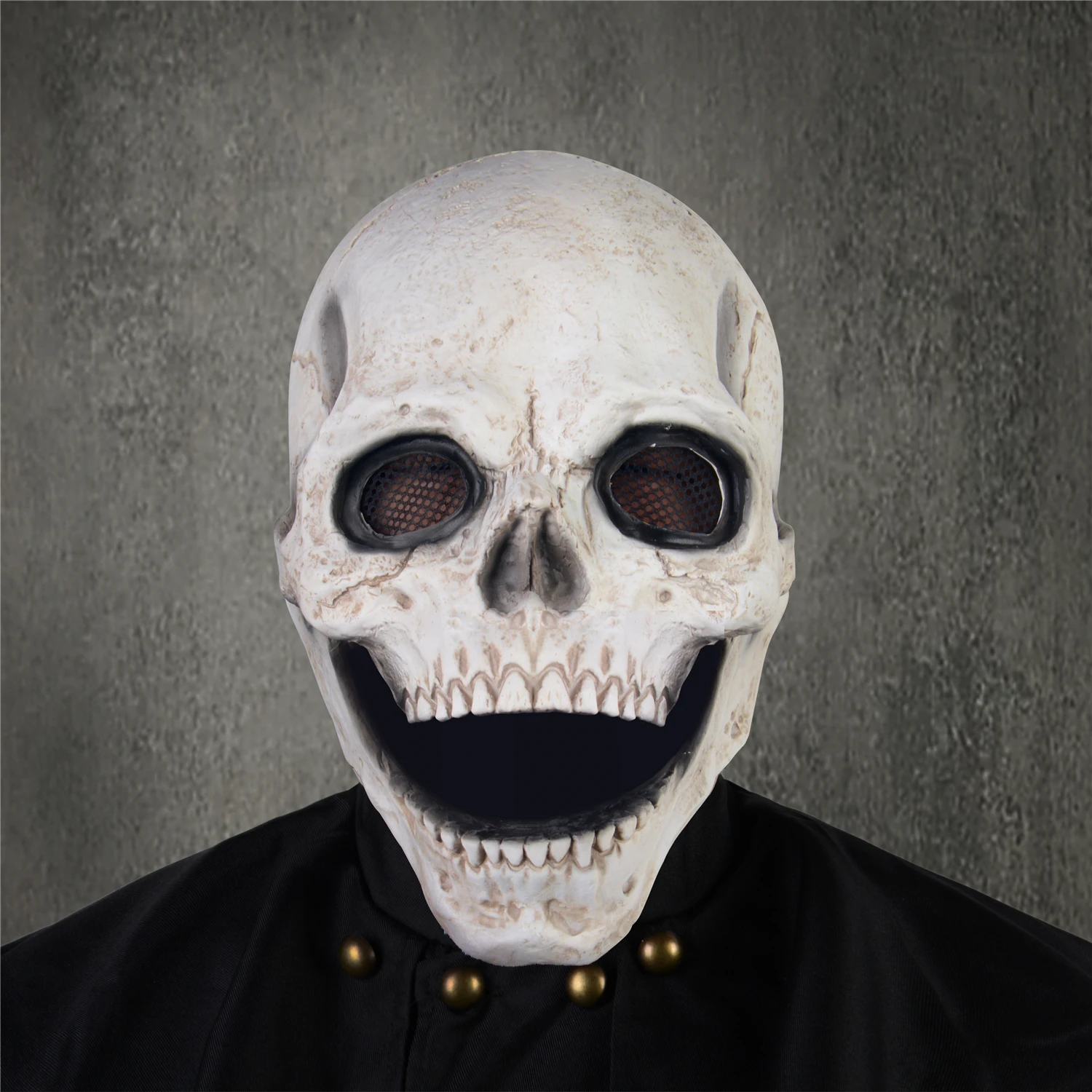 Заводская в наличии, латексная Реалистичная маска на голову с черепом для вечеринки, шлем, Хэллоуин, ужас, голова, скелет, маска с движущимися челюстями, маска с черепом