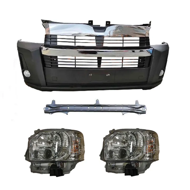 
With 2pcs Led Headlight Car Front Bumper Modified Facelift Conversion Bodykit Body Kit for Toyota Hiace 2006 Upgrade To 2016 