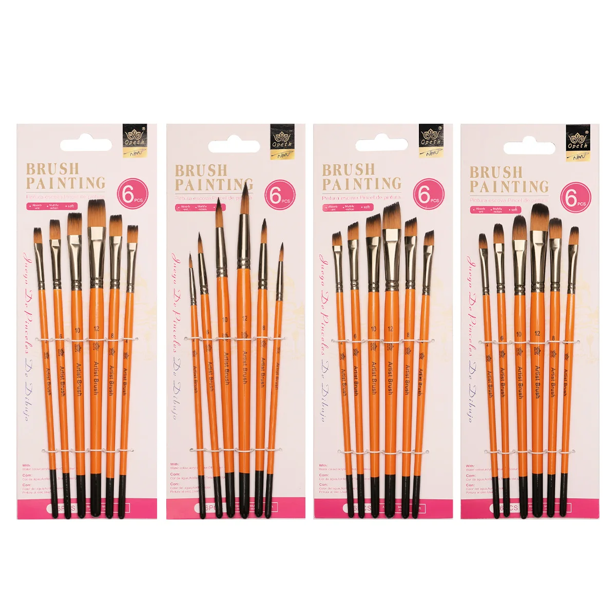 Nylon Paintbrush 6pcs Artist Paint brushes Set For Watercolor Oil Acrylic Gouache Painting Brush Point/Round/Flat/Oblique