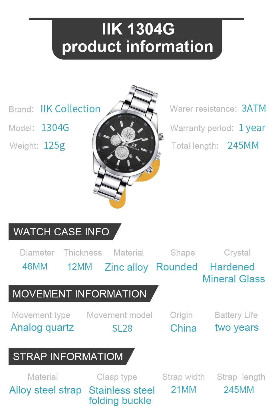 Dropshipping Blue Dial Men Watch Waterproof Custom Logo Wholesale Quartz Watch