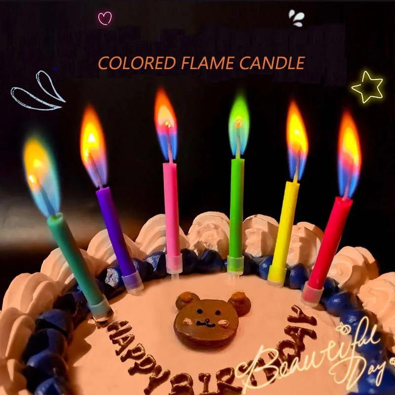 Creative Colorful Flame Candle Sparkling 6pcs/Set Birthday Candles Festive Magic Cake Candle Birthday Gift