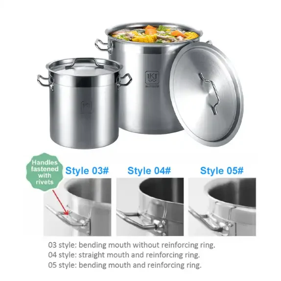 21L Deep Stock Food Warming Soup Pot Set Kitchen Stainless Steel Cooking Pots With Metal Lid