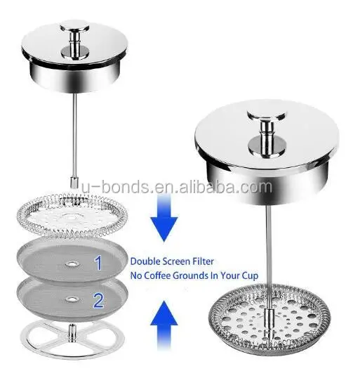 Morden Luxury Vacuum Metal Thickened Stainless Steel Coffee Maker Tea French Press Coffee Pot For Home Coffee Shop