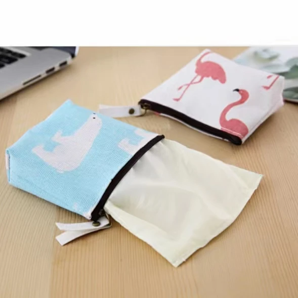 Fabric Makeup Wash Handbag card holder Cotton Canvas cute coin purse designed Mini Zipper wallets for children