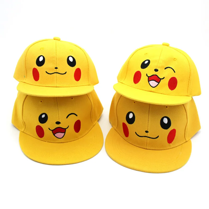 High Quality embroidery Cotton Kids Children Summer Baseball Hat Cartoon Pokemoned Pikachued Cap for Kids adult