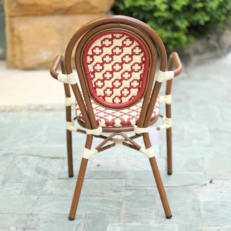 Restaurant French Bistro Rattan aluminum armchairs Outdoor cafe Rattan chair Garden furniture