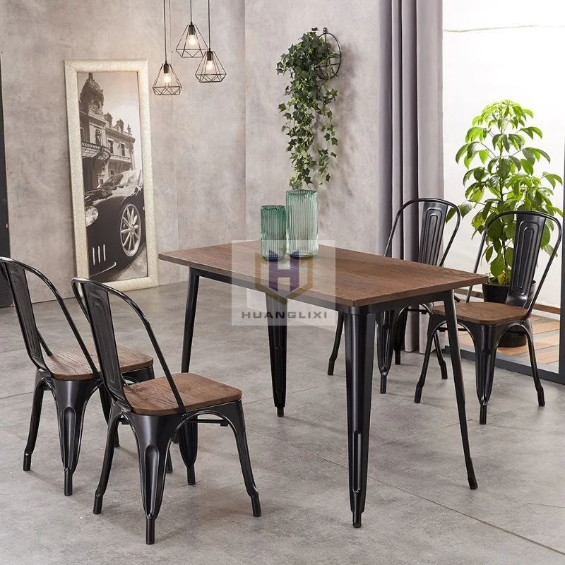 Commercial Industrial Metal Dining Set Chaise Restaurant Furniture Dining room Table and Chair Cafe Sets