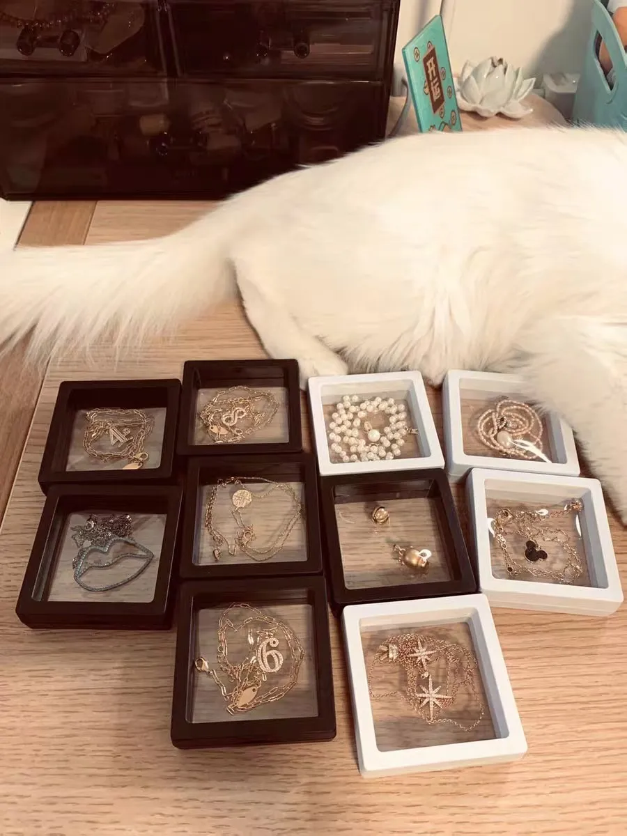 Spot customized multi color portable transparent PE film display box suspended packing box jewelry ring bracelet box