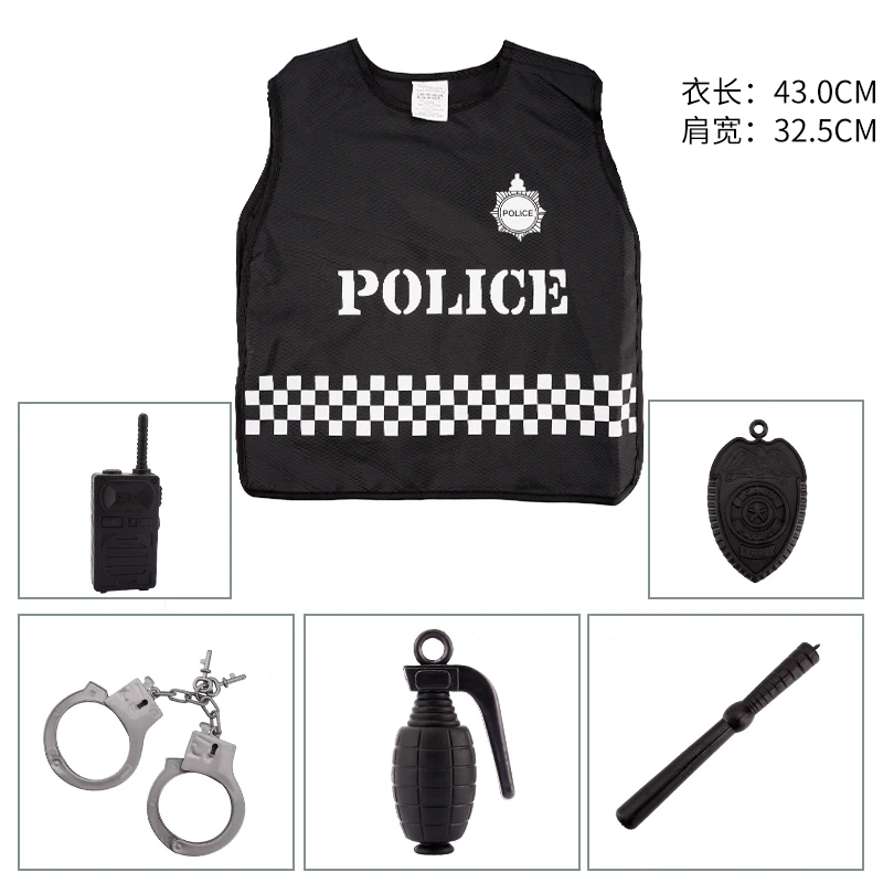 Hot sale modern child police tools toys police uniform clothing fancy carnival costumes