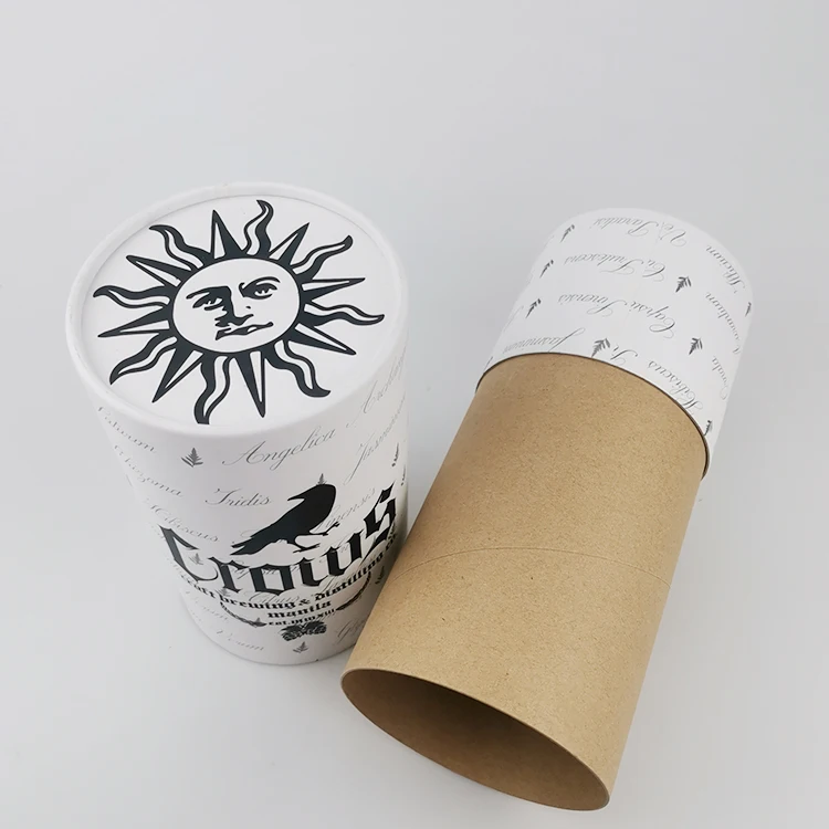 Biodegradable custom logo printed cosmetic Paper cylinder round cardboard packaging Tube Container box