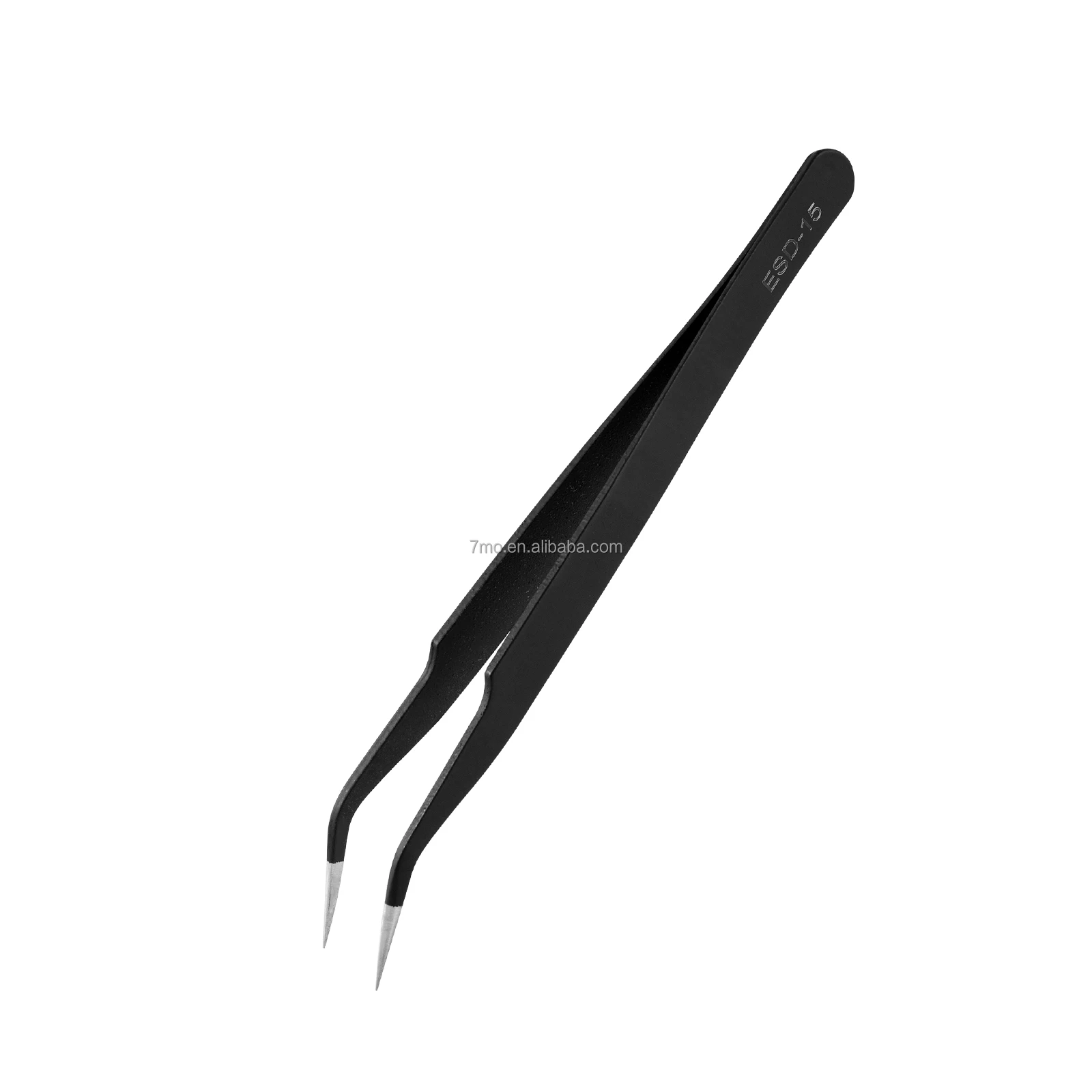 7mo High Quality Black Handle Vinyl Tweezer Wrapping Tool Curved Nose Stainless Steel Anti-static Tweezers Tweezers