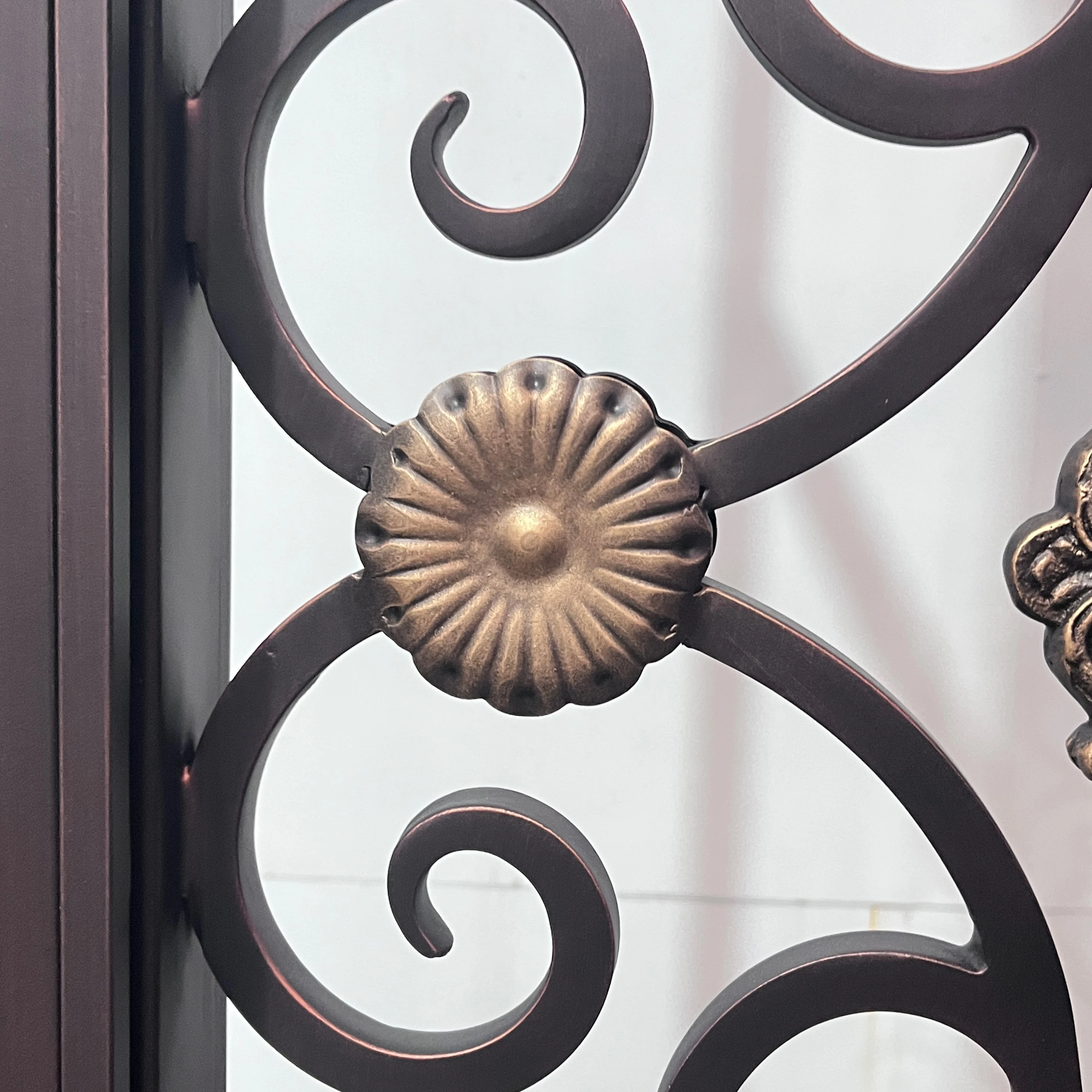 Factory Prices Luxury Metal Main Entrance Doors Exterior Single Wrought Iron Front Entry Gate Door With Glass Opening Window