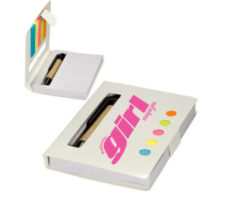 Custom Design Promotional Stationery Hardcover Sticky Note Pad With Pen Hot Sale Sticky Note Pad Colorful Sticky Notes