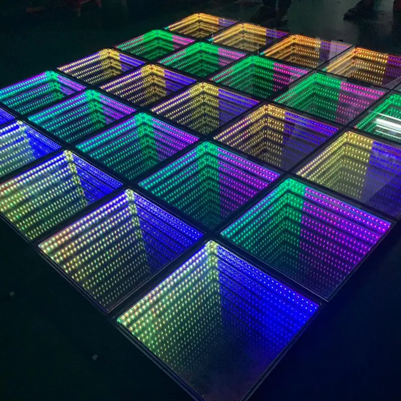 Wireless magnetic mirror infinity led  3D  illusions dj  dance floor for events