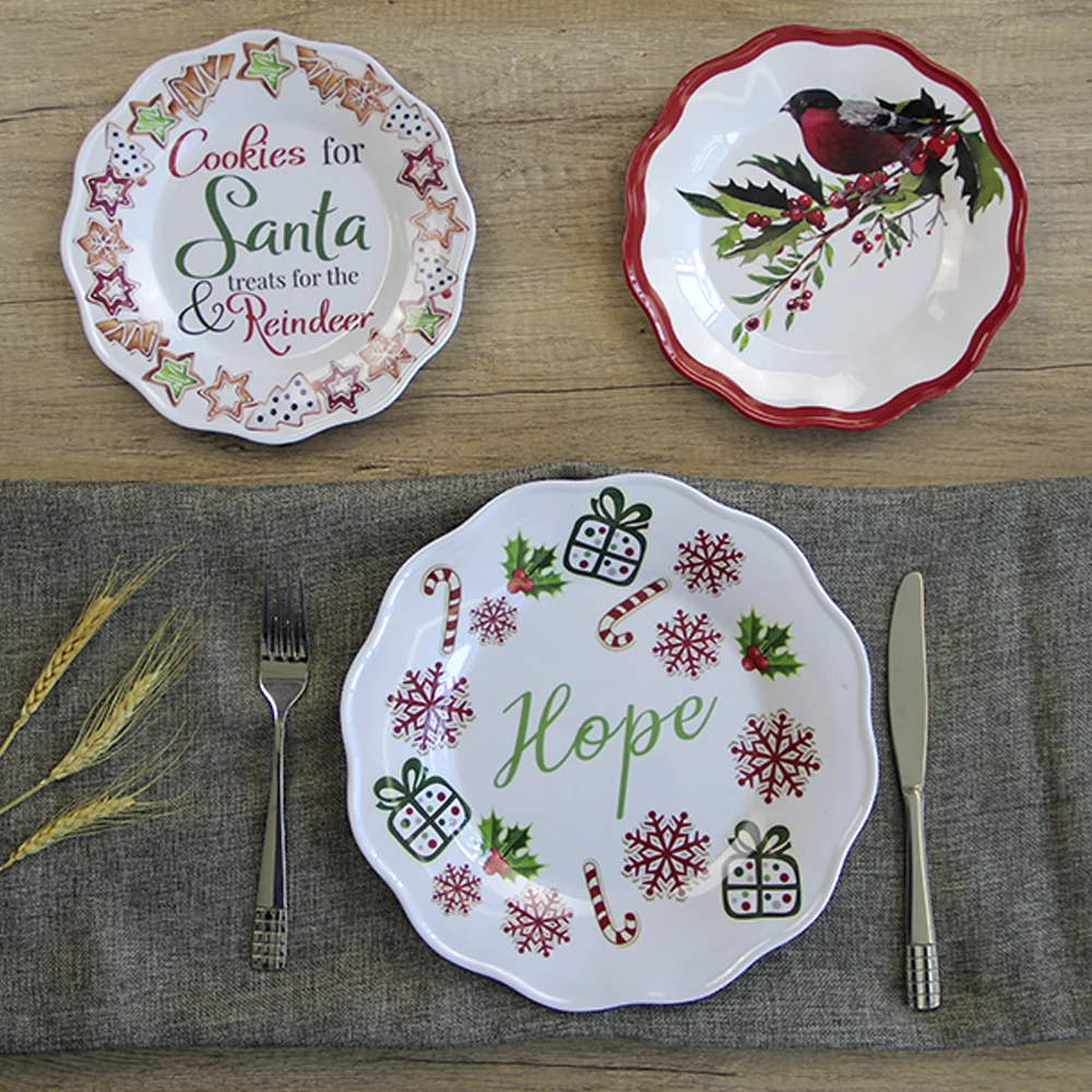 SEBEST Factory Custom Pattern Like Ceramic Dinner Plate Creative Melamine Christmas Plates