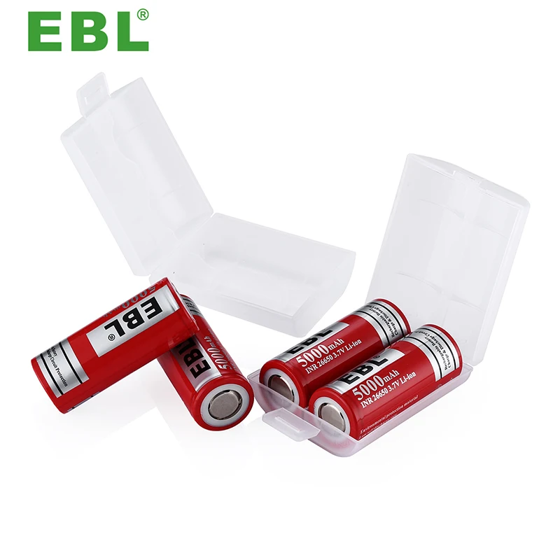 Перезаряжаемая батарея EBL 26650 перезаряжаемая литий-ионная 5000 мАч 3 7