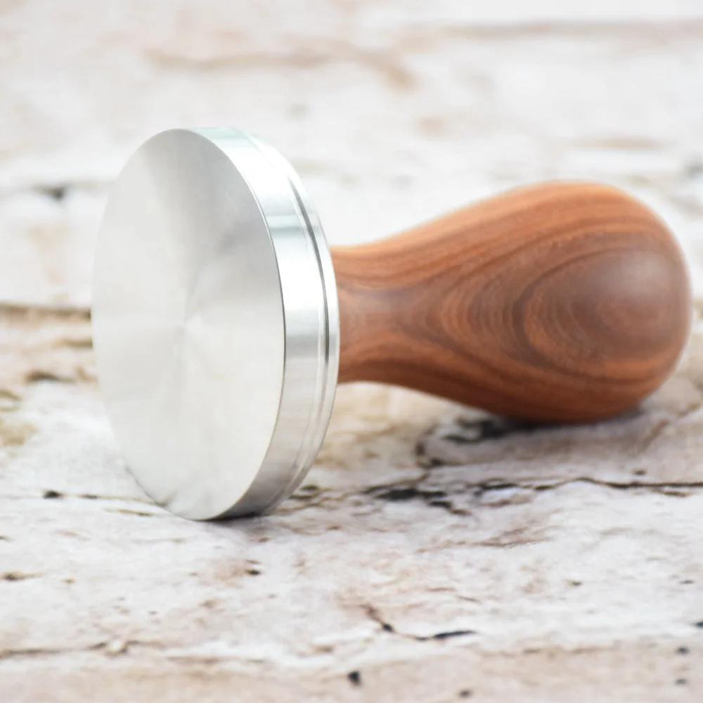 Ecocoffee Hot Sale wooden handle coffee tampers with handles 51mm 53mm 58mm Espresso Stainless Steel Coffee tamper YE06z