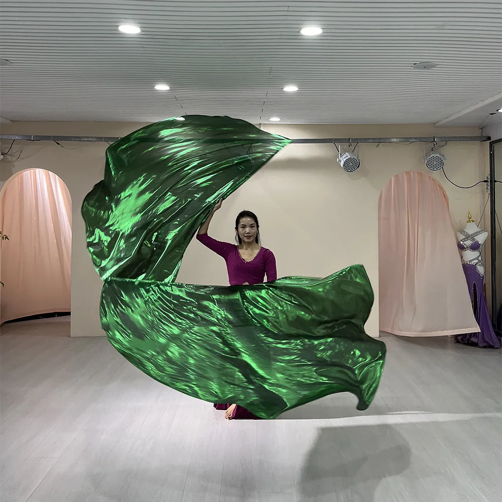 Hot sale 2 pieces 1pair  Sport meeting Performance Half Circle Flag Veil for Belly Dance Stage show with Stretching Stick