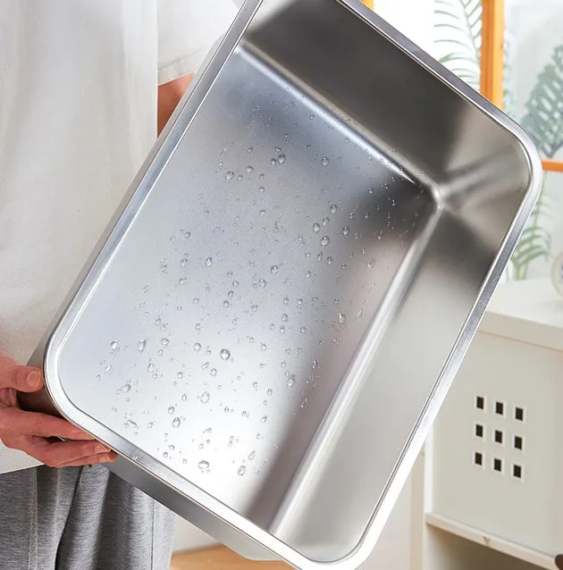 semi-enclosed Removable Stainless Steel Cat Toilet Basin Cat Litter Box