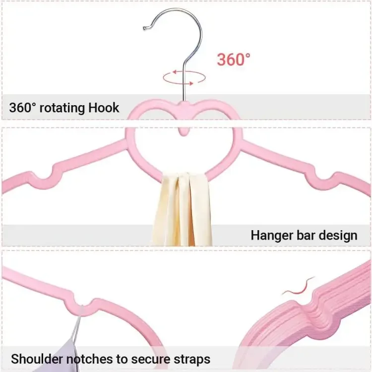 Plastic Coat Hangers Ultra Thin Space Saving Heart Shaped Plastic Clothes Hanger