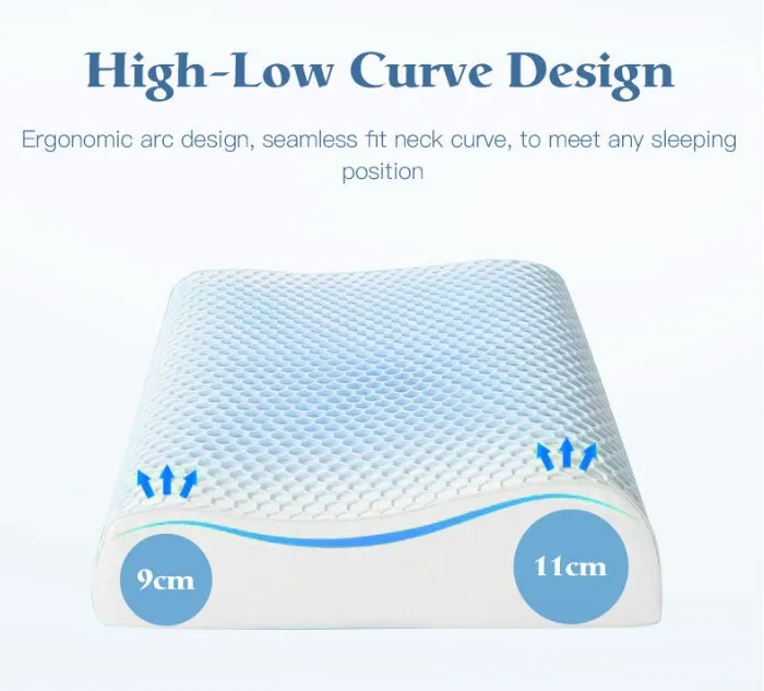 Good Quality Durable Food Grade 3D Wave Shaped Foam Breath Pillow Cool Gel Washable TPE Sleeping Pillow