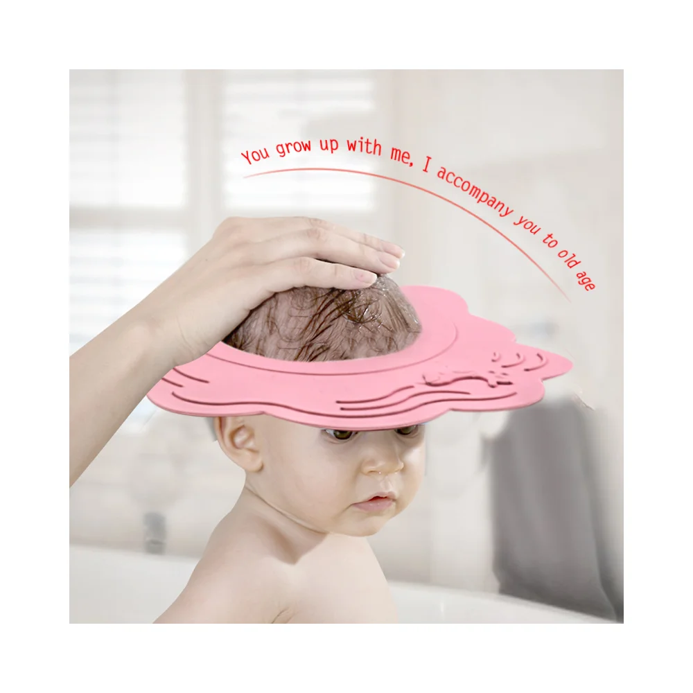 Newly designed baby shower hat silicone safety shower hat for baby bath
