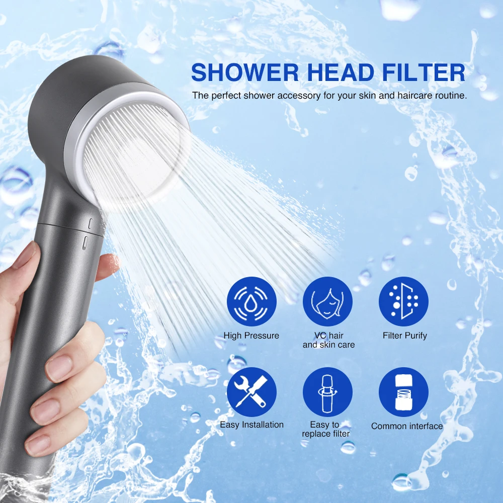 Water Filtered Shower Head VC High Pressure Shower head PP Cotton Filter Shower