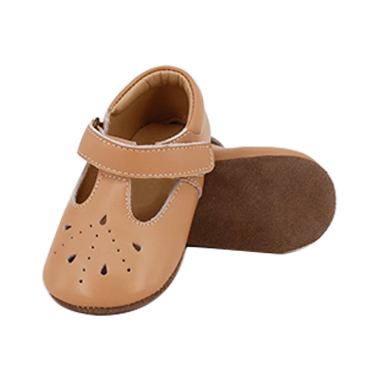 Hot Selling Genuine Leather Baby Moccasins T Bar Girls Shoes Sole Leather Baby Shoes Litter Girls