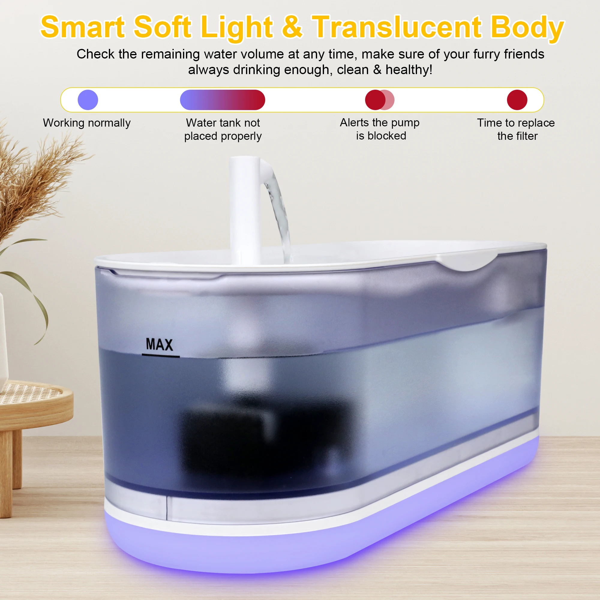 fountain water pet large capacity 2.3L automatic drinking fountain