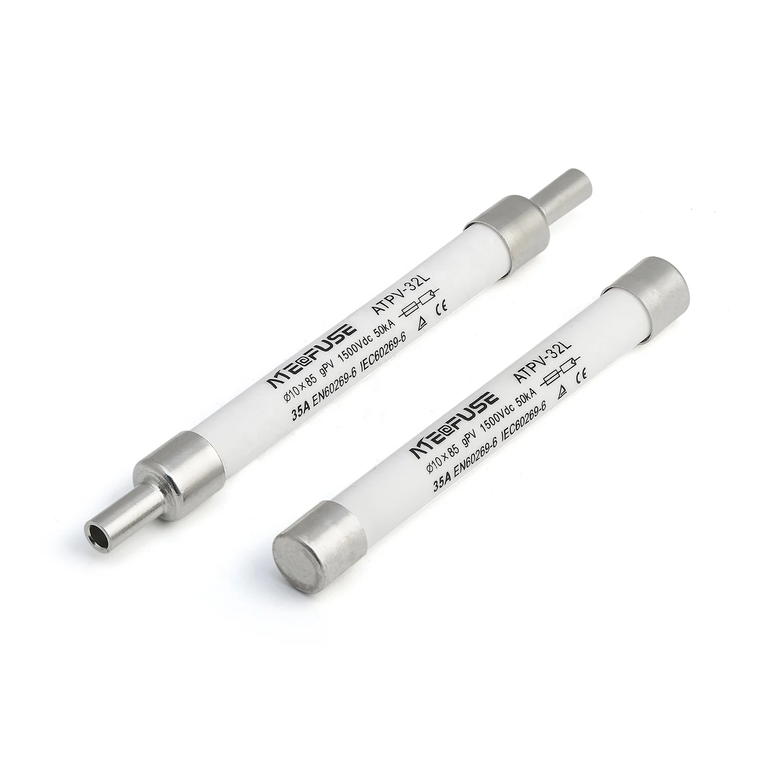 10x85mm 1500v breaking capacity 50kA Pure Silver ceramic Cylindrical DC Fuse Link