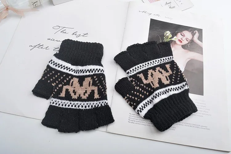 Outdoor Sports Winter Running Gloves Knitted Half Finger Gloves For Men And Women