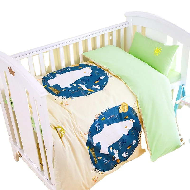 Cartoon baby bedding set 100% cotton duvet cover matching pillowcases 100% cotton baby crib bedding set