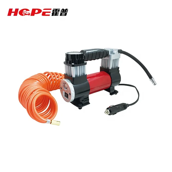 
12V Portable 2 cylinder Air Compressor Car Tyre Inflator With Light in big power 