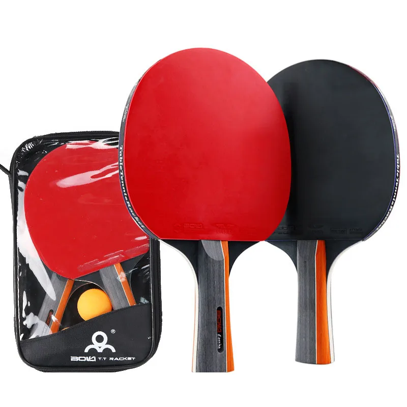 Table Tennis Racket 2PCS Professional PingPong Racket Set Pimples-in Rubber Hight Quality Blade Bat Paddle with Bag