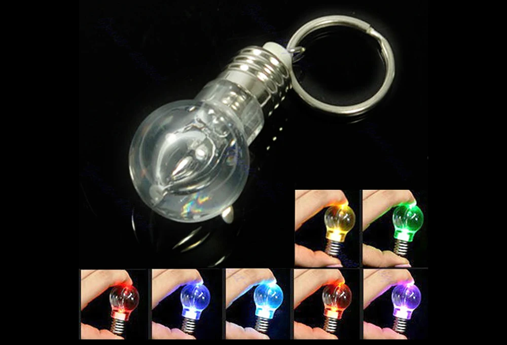 LED Flashlight Light colorful Mini Bulb Lamp Key Chain Ring Keychain Clear Lamp Torch Keyring
