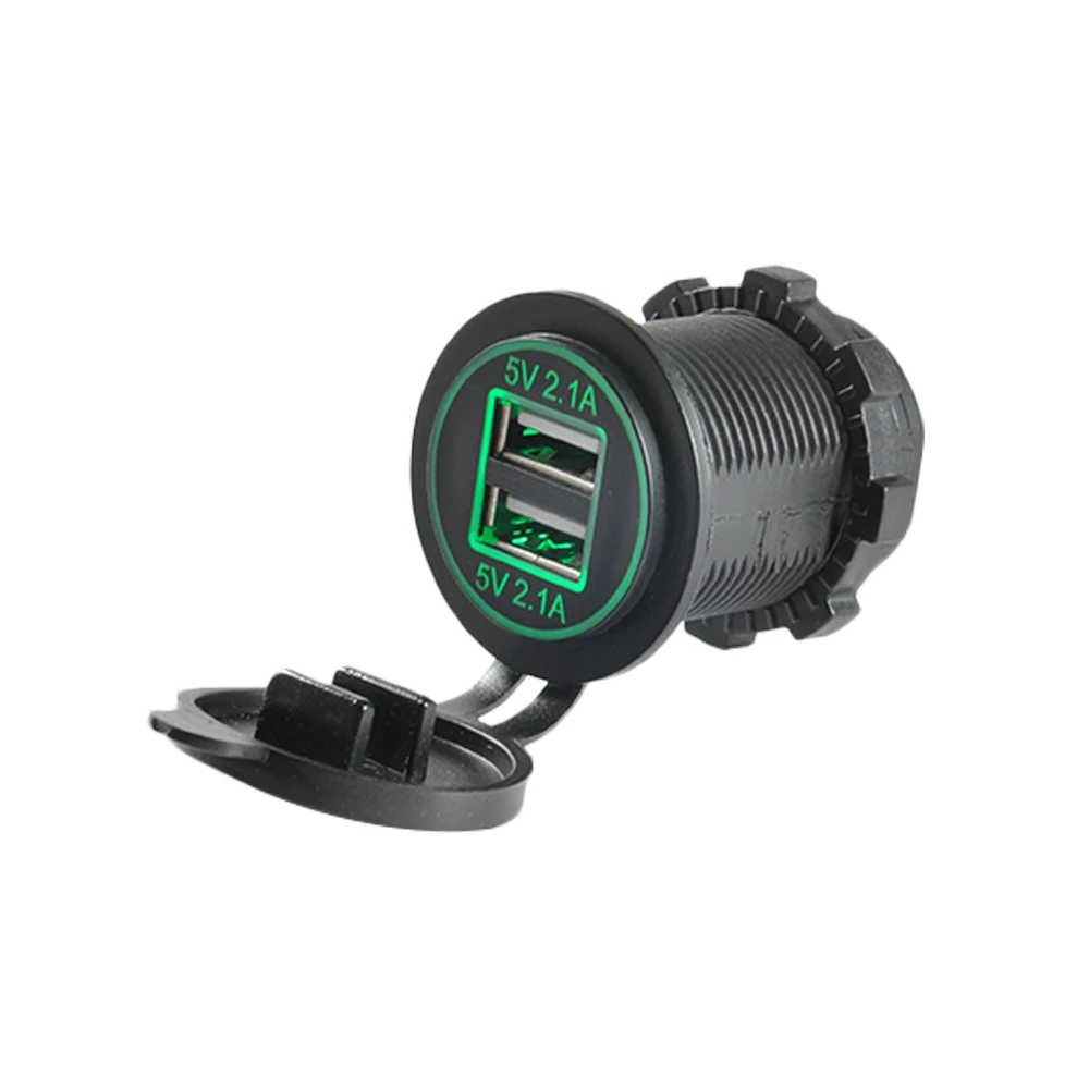 12V 24V Fast Charging Double Port 4.2A 2.1A USB Charger Socket for Car Bus