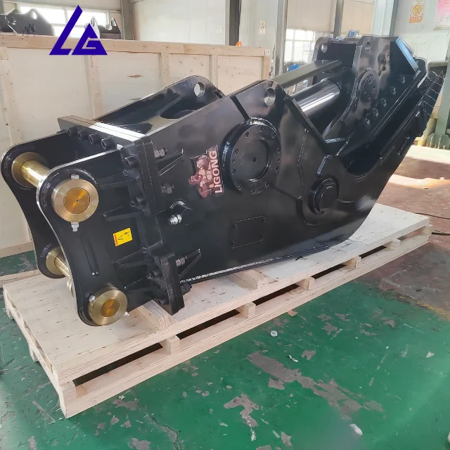 Concrete recycling demolition concrete excavator pulverizer with interchangeable plates