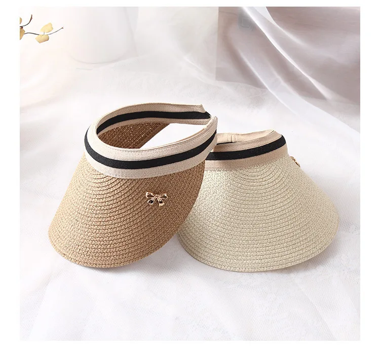 Foldable Packale Korean Style golf side sun cap girls beach fishing caps women wide brim Straw Visor Sun Hat for family
