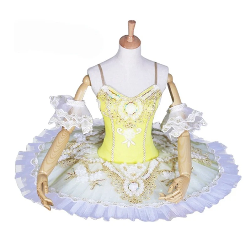 
Yellow Classic Professional Tutu Sleeping Beauty Ballet Variation Aurora Costume Womens 