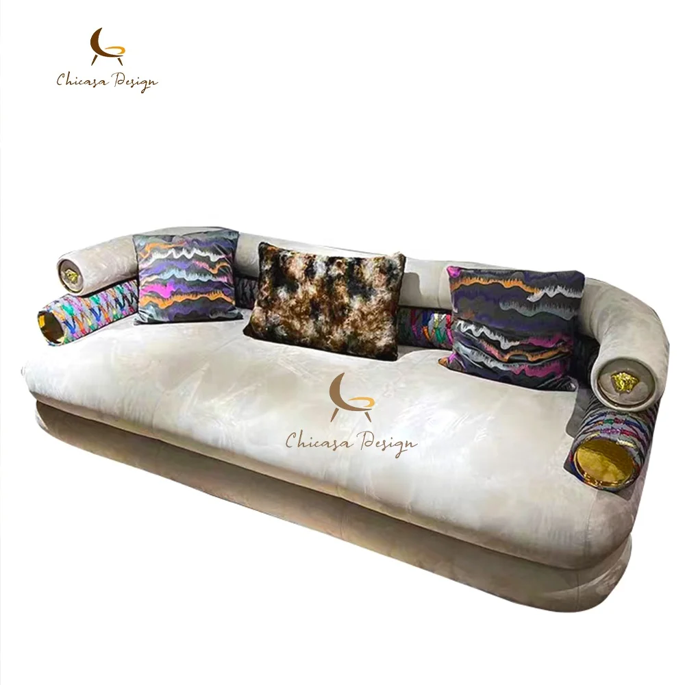 Italy design top luxury sofa modern style genuine leather sofa villa light luxury Versac designer sofa famous brand
