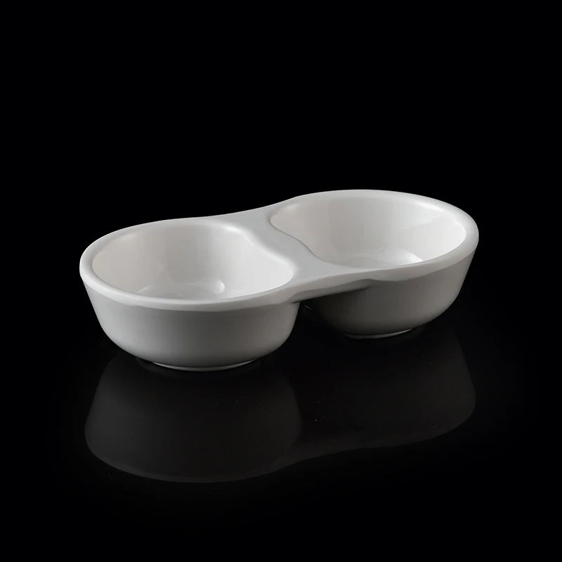 Лидер продаж, высококачественный белый стол, используется 100% Меламиновый Пластик, 2 разделения, блюдо для соевого соуса, подающая тарелка для орехов и еды