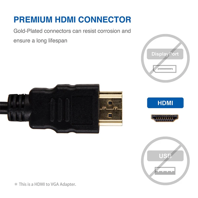 HDMI to VGA Adapter, HDMI  to VGA Converter male to female for Computer, Desktop, Laptop, PC, Monitor, Projector, HDTV, Xbox