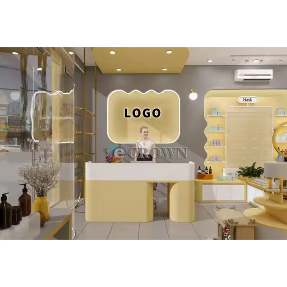 Shop perfume display cabinet design makeup Fake Two Veil retail cosmetic shop