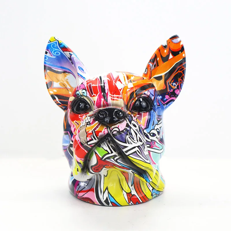 Creative Sculpture Resin Animal Art Bulldog Head Statue Home Decor