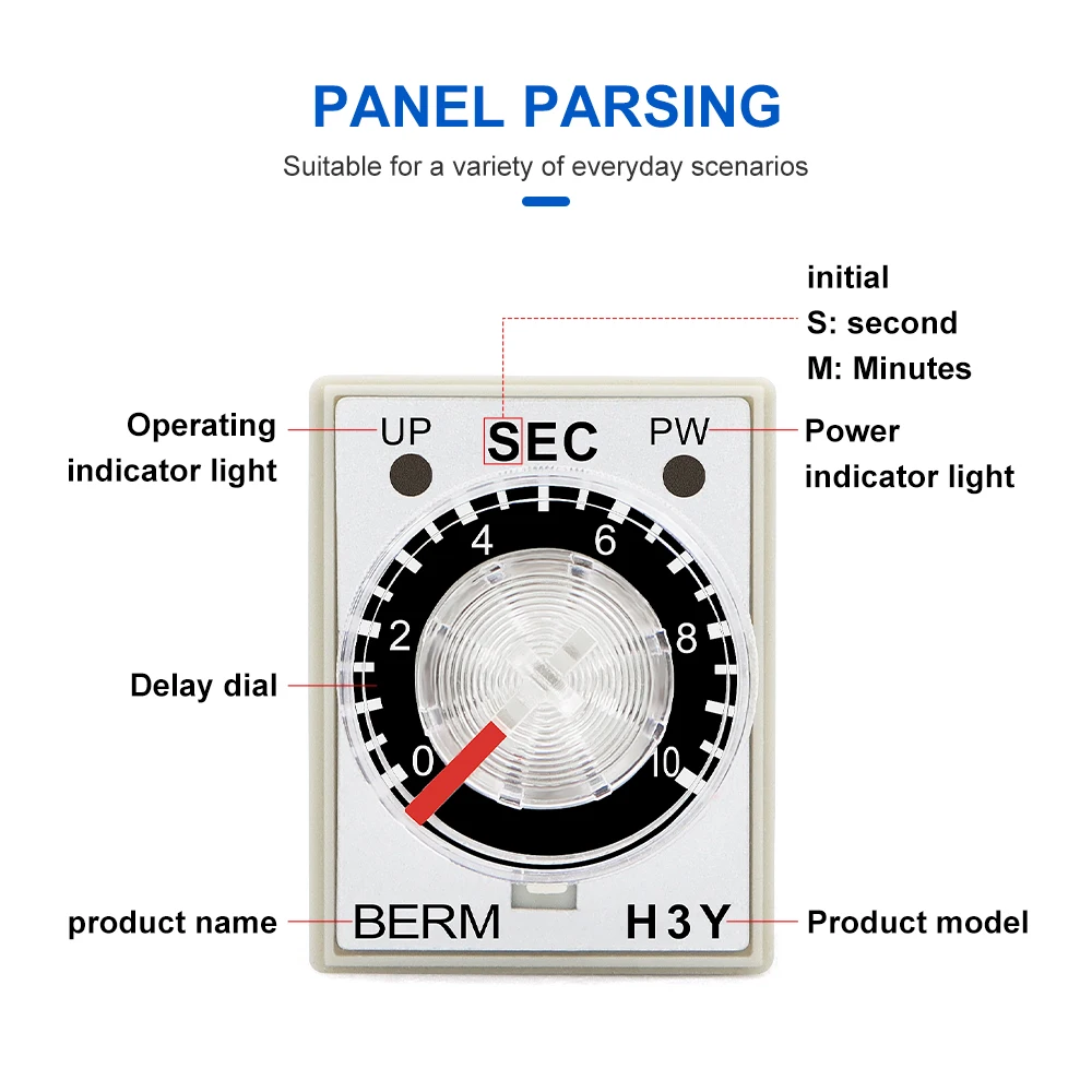 With base H3Y-2 DC24V DC12V AC220V energized time delay relay H3Y-4 small time relay